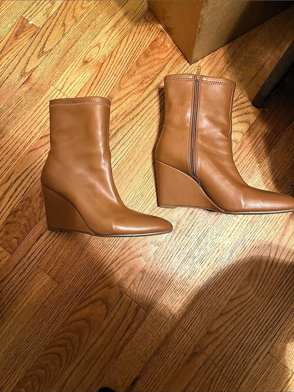 Pointed Toe Wedge Boots in Brown Like New